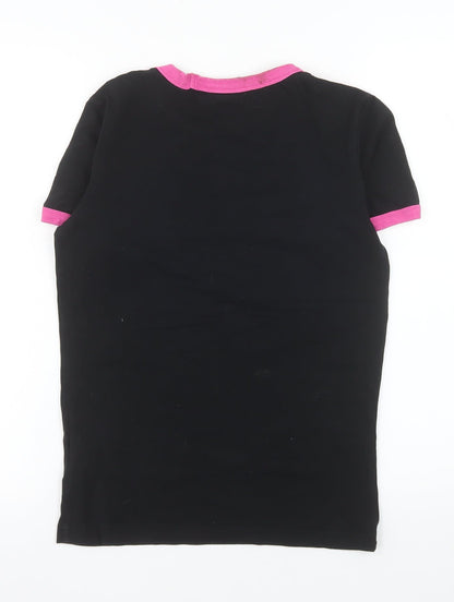 Diesel Women’s Black Pink Ringer T-Shirt Small Slim Fit
