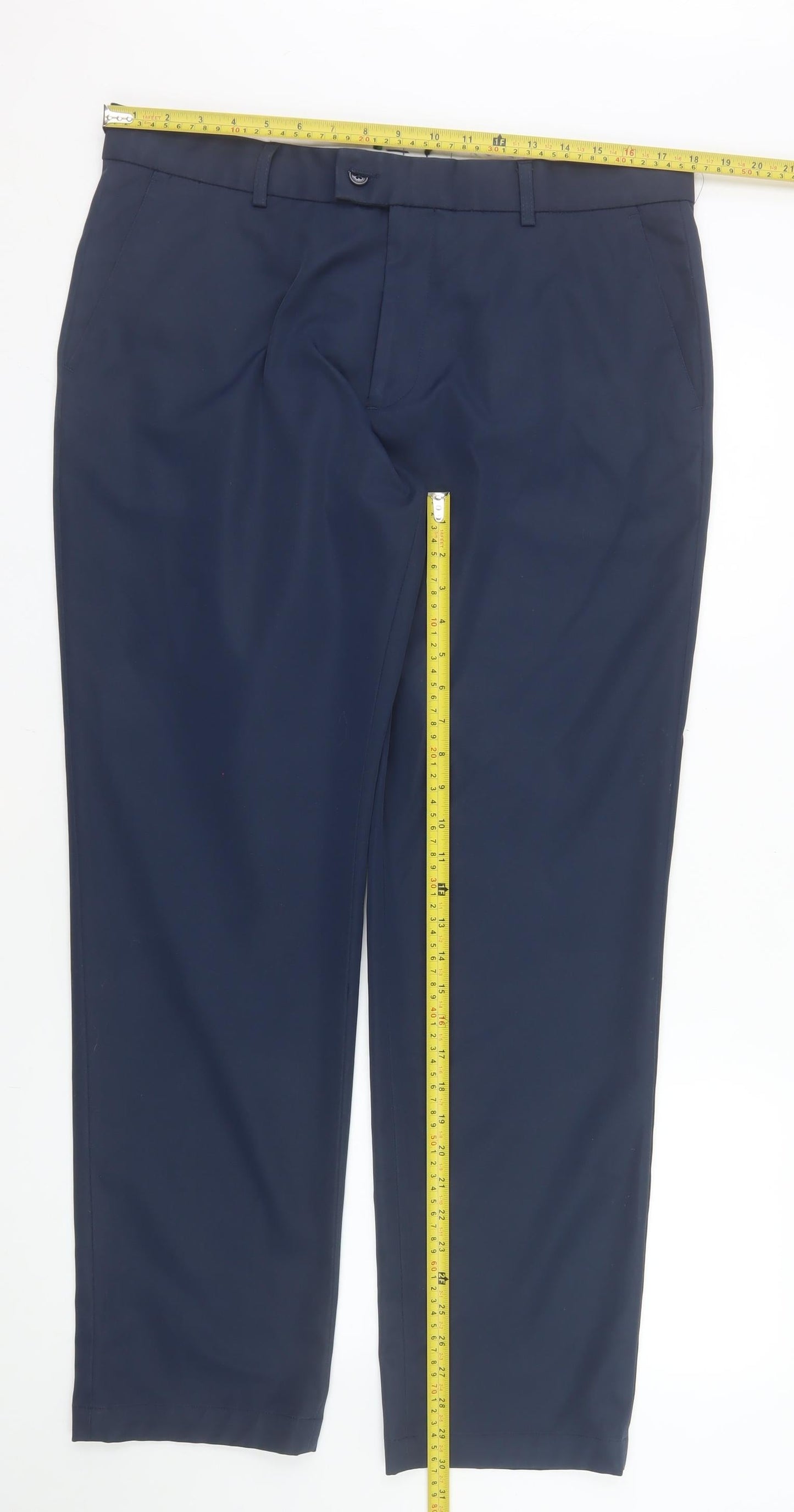 Padraig Harrington for Dunnes Stores Men's Navy Dress Pants 36in Waist Regular Leg Polyester