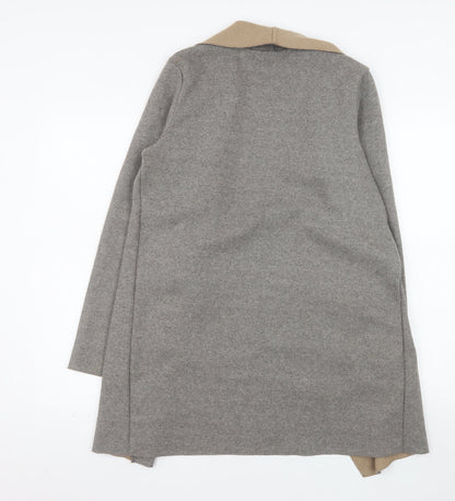 Dunnes Stores Womens Grey Coatigan Size S Open Front Wool Blend Jacket