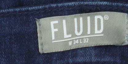Fluid Men's Blue Skinny Jeans W34 L32 Slim Fit Denim
