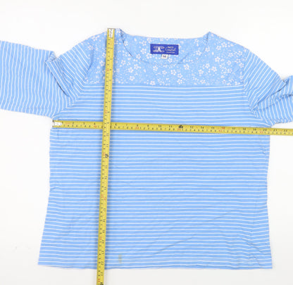 Paco Women’s Blue Striped 3/4 Sleeve Cotton Tunic Blouse Size 14