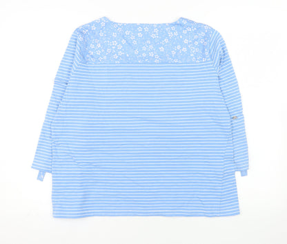 Paco Women’s Blue Striped 3/4 Sleeve Cotton Tunic Blouse Size 14