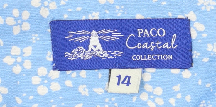 Paco Women’s Blue Striped 3/4 Sleeve Cotton Tunic Blouse Size 14