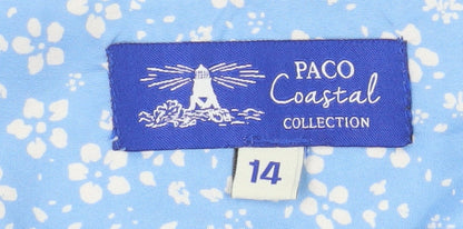 Paco Women’s Blue Striped 3/4 Sleeve Cotton Tunic Blouse Size 14