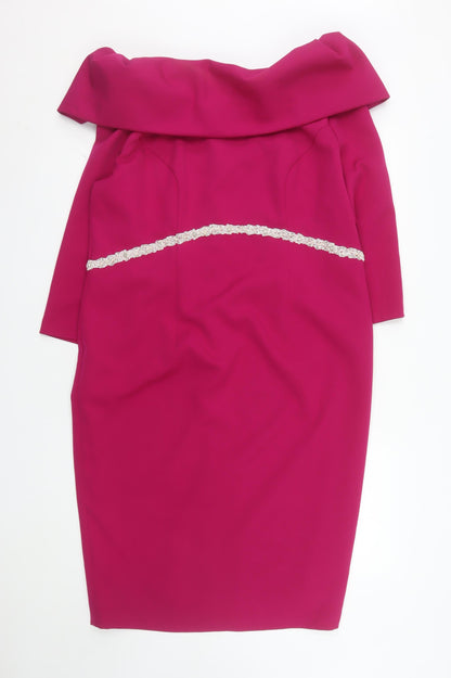 Ancola Collection Women's Pink Off Shoulder Sheath Dress Size 18