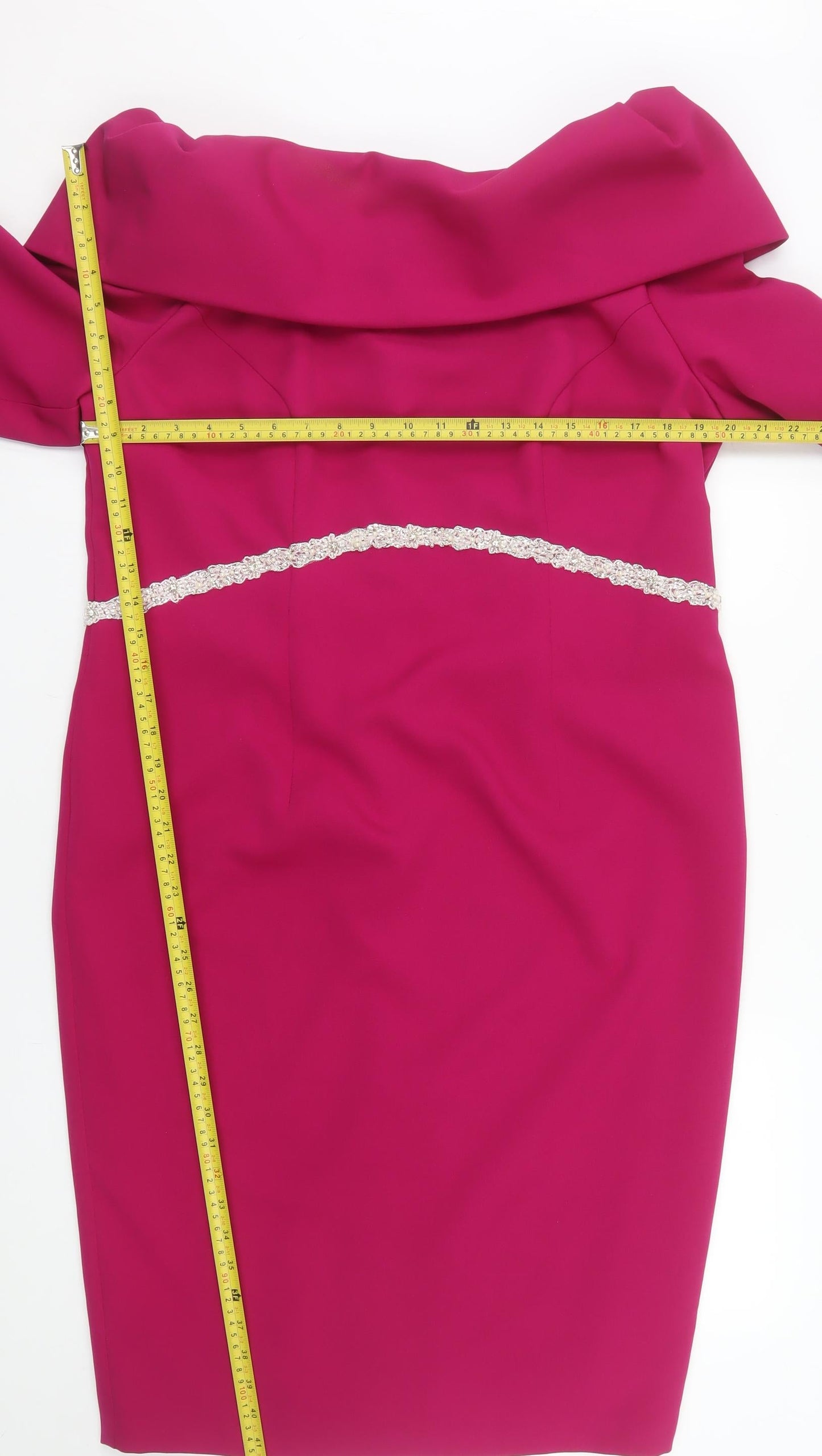 Ancola Collection Women's Pink Off Shoulder Sheath Dress Size 18