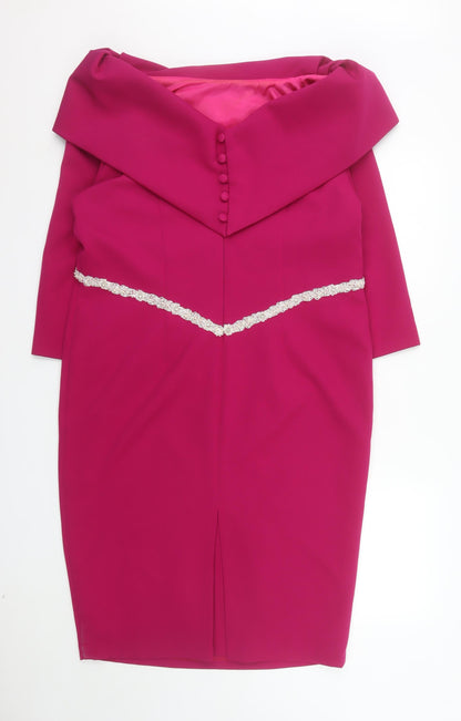 Ancola Collection Women's Pink Off Shoulder Sheath Dress Size 18