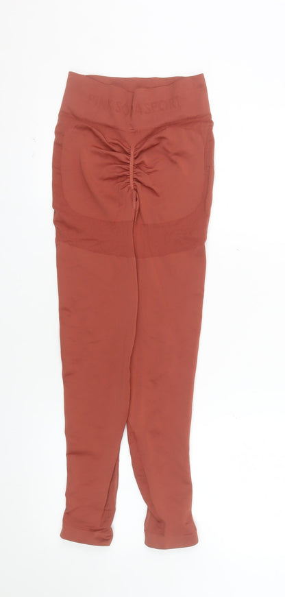 Pink Soda Sport Womens Brown Seamless Leggings XS Active Gymwear