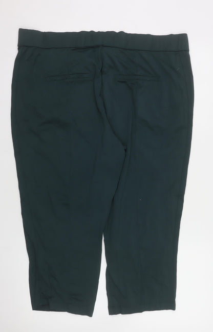Tough Womens Green Capri Trousers Size 22 Elastic Waist Stretch