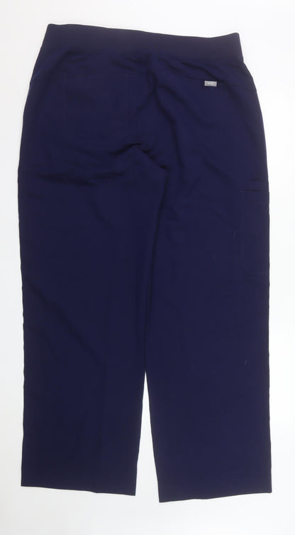 FIGS Women Navy Blue Tall Trousers XXL Polyester Blend Drawstring Comfort Workwear
