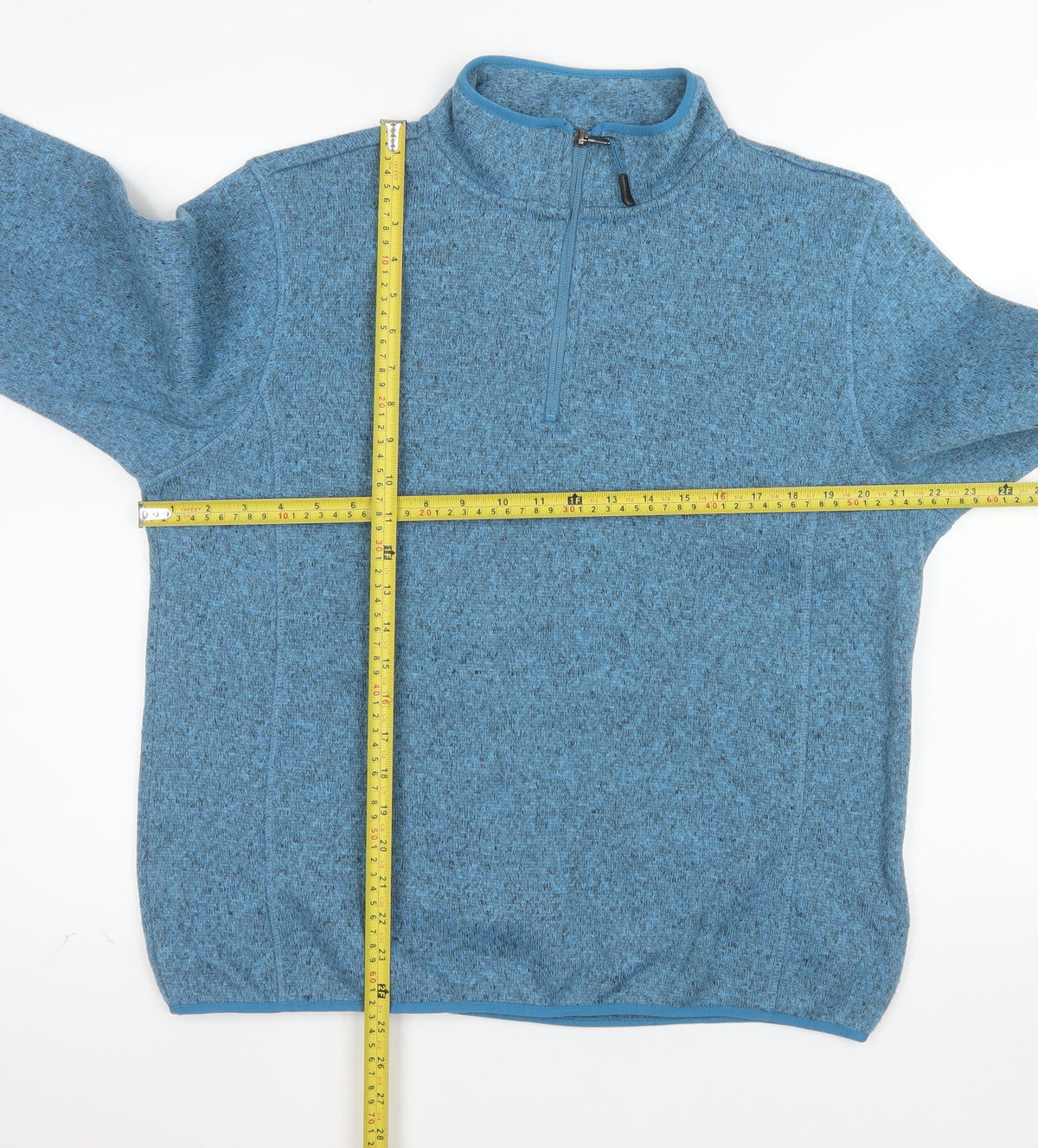 Crane Men's Blue 1/4 Zip Fleece Pullover Sweatshirt L