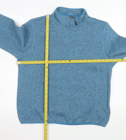 Crane Men's Blue 1/4 Zip Fleece Pullover Sweatshirt L
