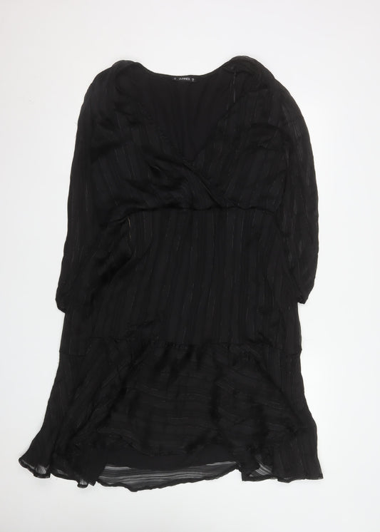 Dunnes Women Black Size 16 Wrap Hi-Low Dress Elegant Long Sleeve