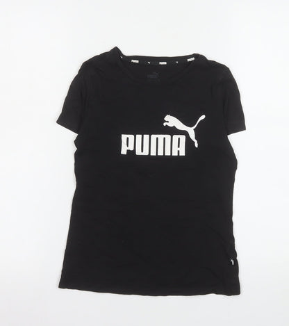 Puma Girls Black Short Sleeve Crew Neck Logo T-Shirt Size 11-12 Years