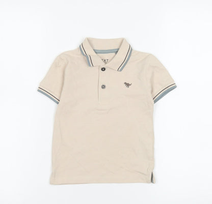 Next Beige Cotton Polo Shirt Unisex Baby 18–24 Months Short Sleeve