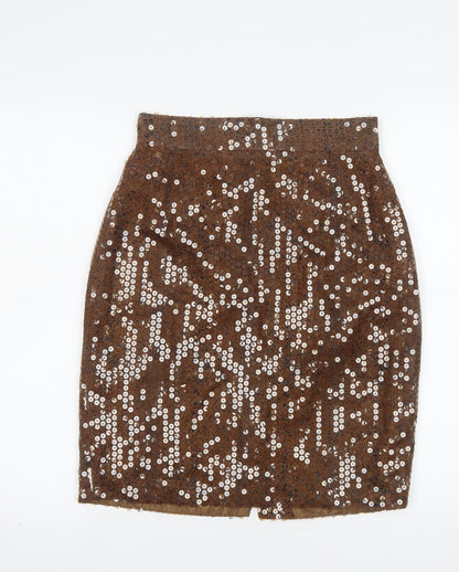 Mondi Women’s Brown Sequin High Waist Pencil Skirt Size 10
