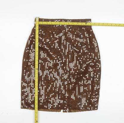 Mondi Women’s Brown Sequin High Waist Pencil Skirt Size 10