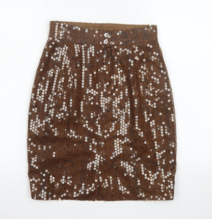 Mondi Women’s Brown Sequin High Waist Pencil Skirt Size 10