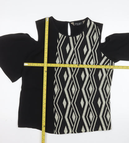 Principles by Ben de Lisi Women's Black Geometric Cold Shoulder Tunic Blouse UK 16