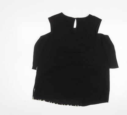 Principles by Ben de Lisi Women's Black Geometric Cold Shoulder Tunic Blouse UK 16