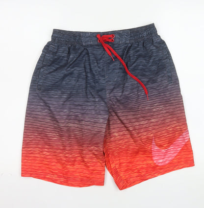 Nike Mens Black Red Gradient Athletic Shorts Size M Drawstring Quick Dry