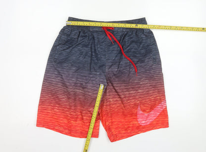 Nike Mens Black Red Gradient Athletic Shorts Size M Drawstring Quick Dry