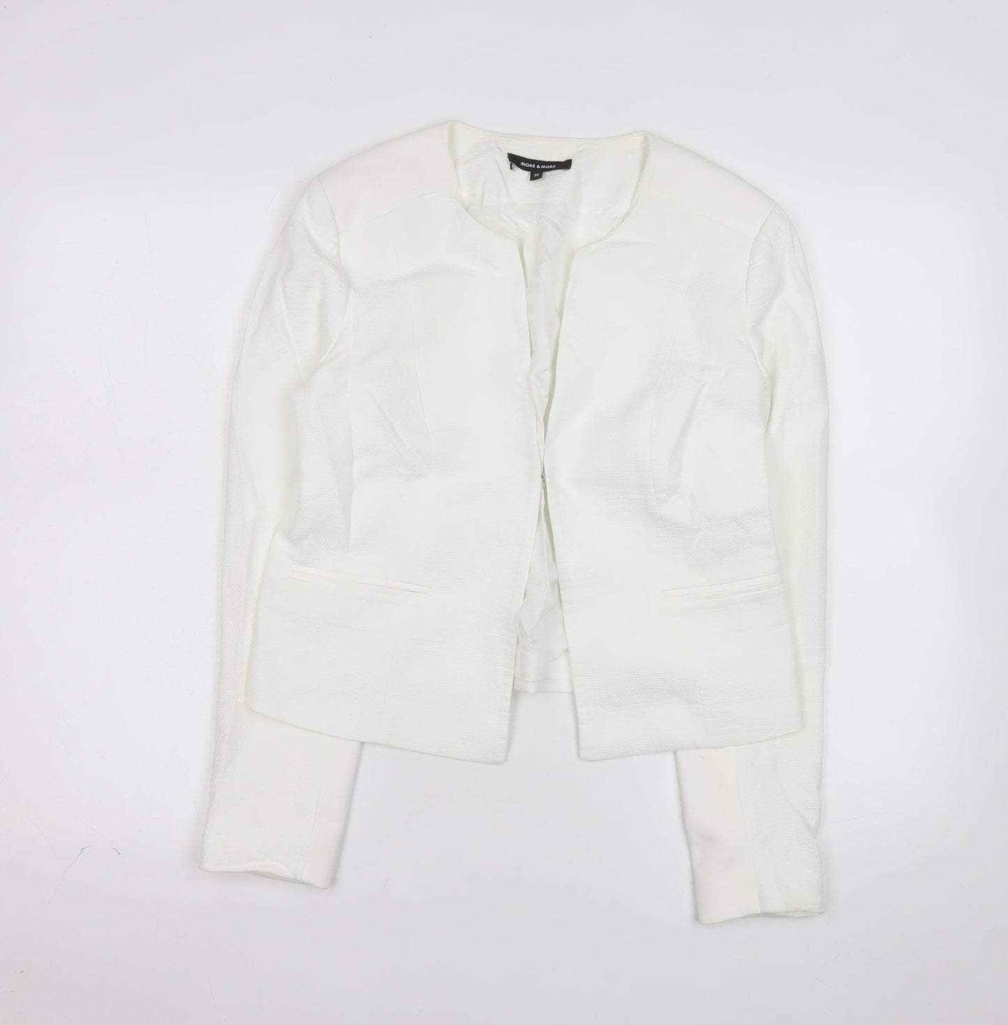 More & More Women's White Cotton Blend Tailored Blazer UK 12