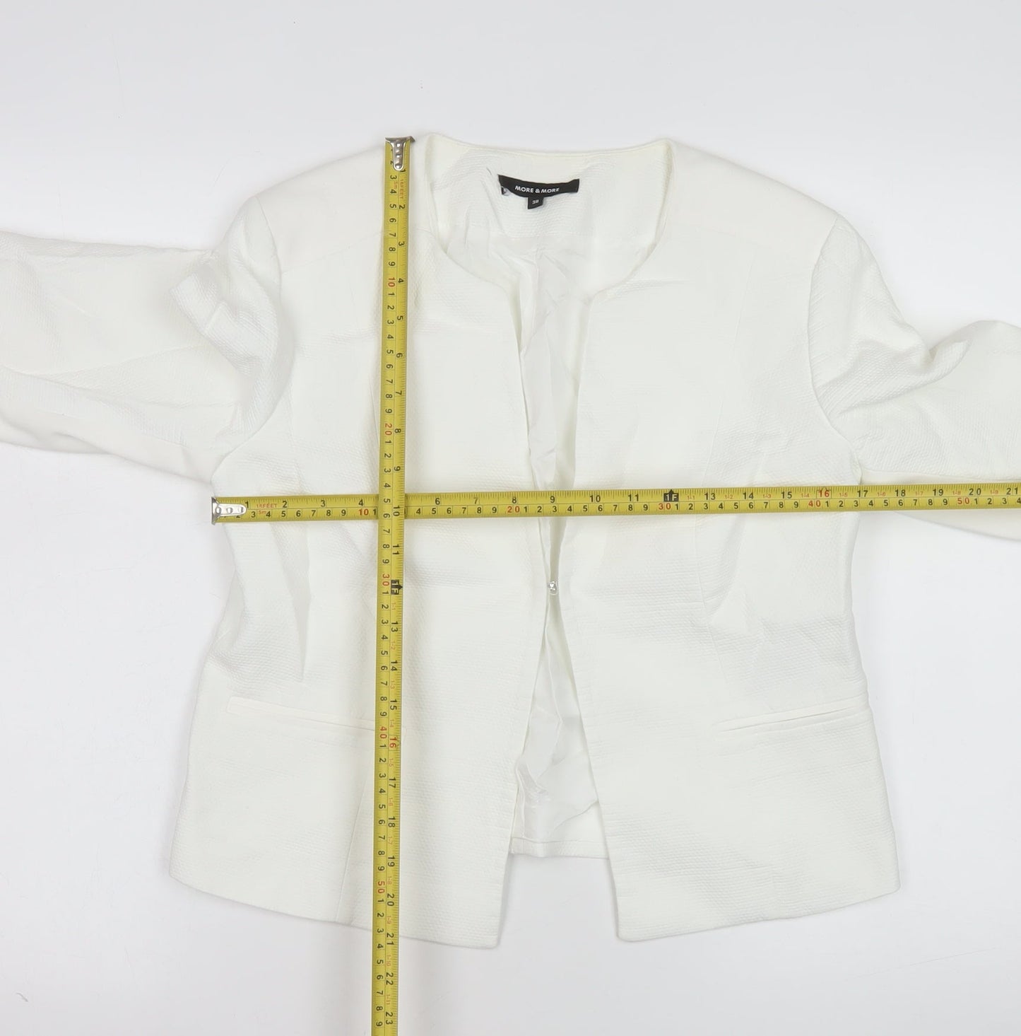 More & More Women's White Cotton Blend Tailored Blazer UK 12