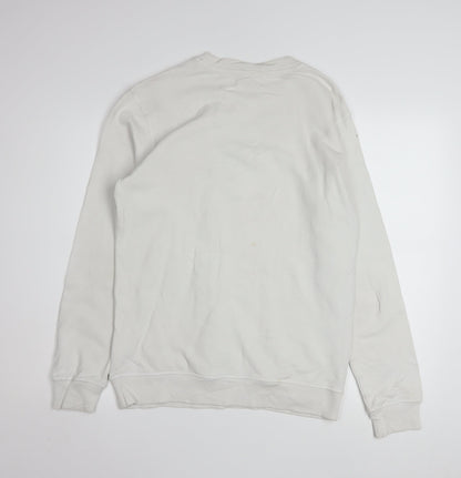 Calvin Klein Jeans Men White Regular Fit Logo Sweatshirt S
