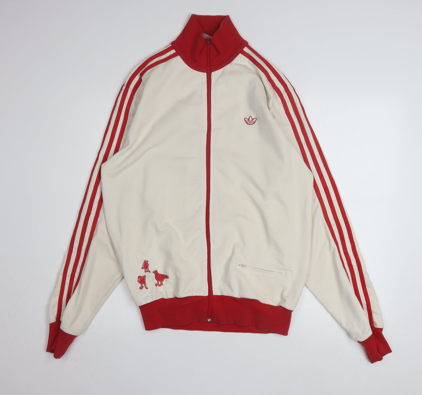 Adidas Men’s Ivory Red Tokyo Track Jacket L Retro Full Zip