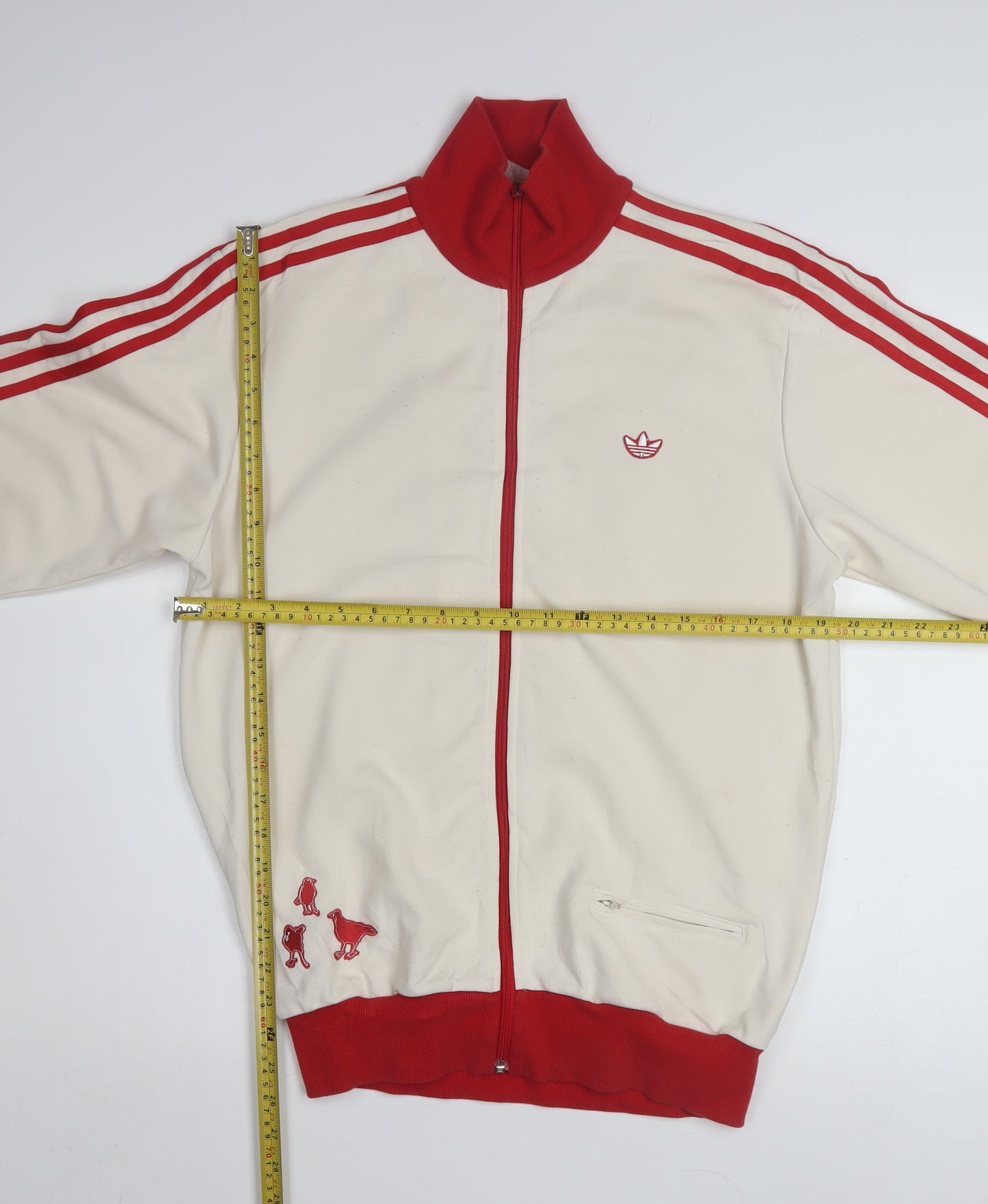 Adidas Men’s Ivory Red Tokyo Track Jacket L Retro Full Zip