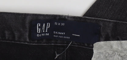 GAP Mens Black Skinny Jeans 33x30 Denim Stretch Classic Fit