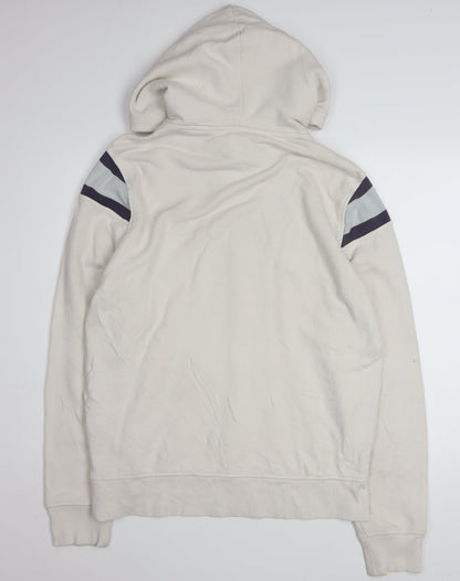GAP Men Beige Pullover Hoodie M Logo Fleece Sweatshirt