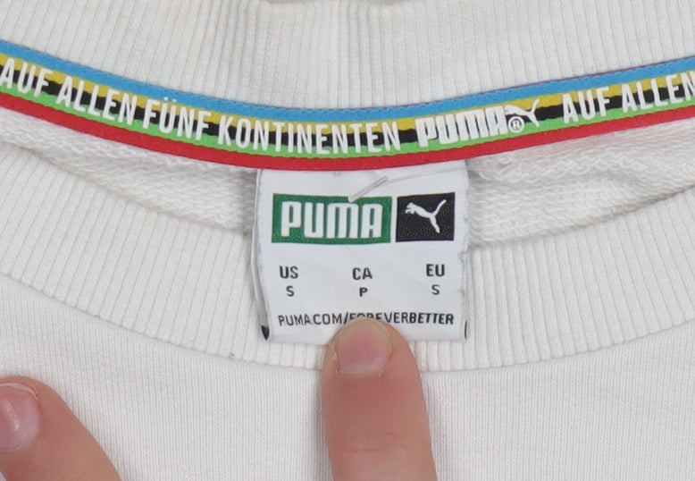 Puma Men's White Small Crew Neck Pullover Sweatshirt