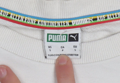 Puma Men's White Small Crew Neck Pullover Sweatshirt