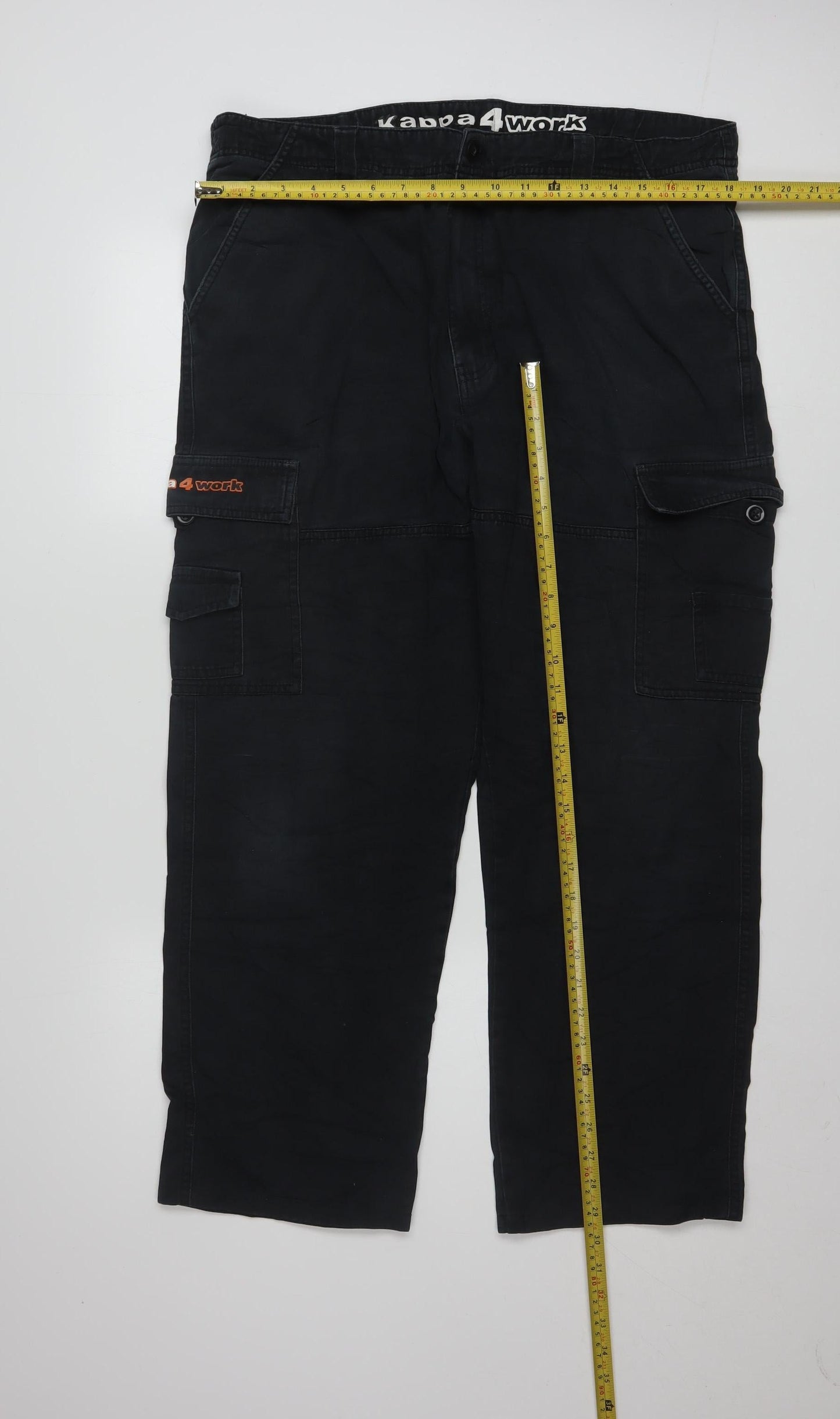 Kappa Men's Black Cargo Workwear Trousers 2XL Cotton