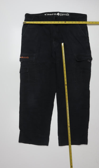 Kappa Men's Black Cargo Workwear Trousers 2XL Cotton