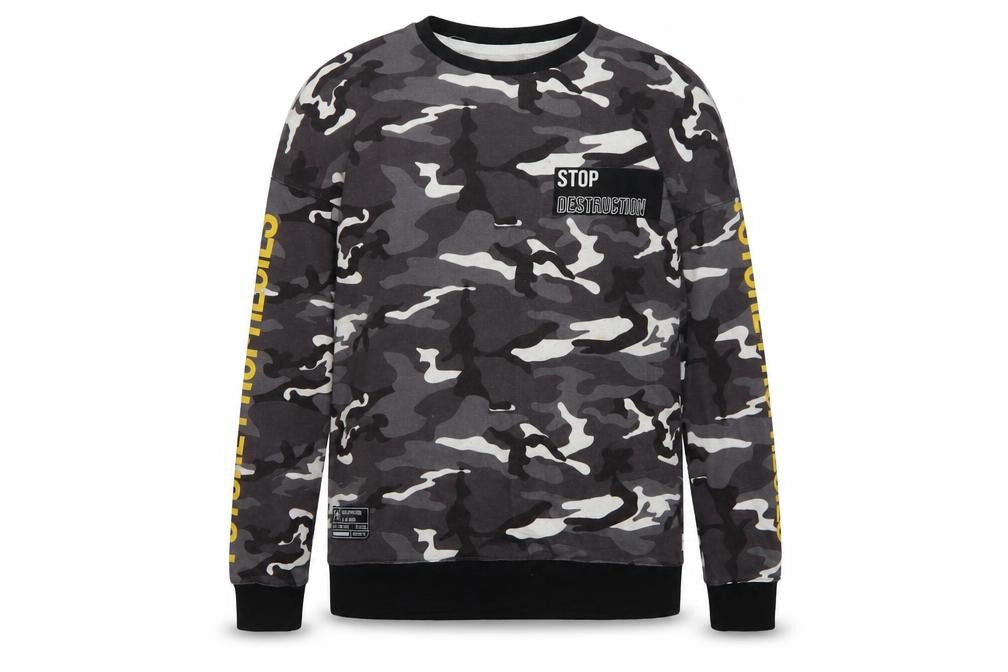 Cropp Men's Grey Camouflage Sweatshirt Regular Fit Size S