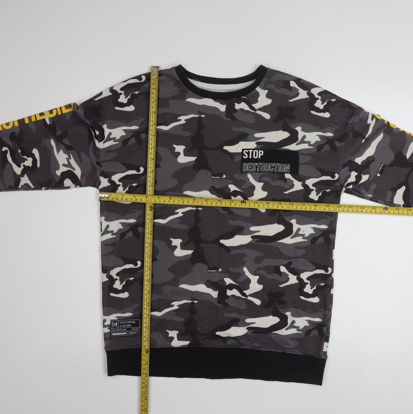 Cropp Men's Grey Camouflage Sweatshirt Regular Fit Size S