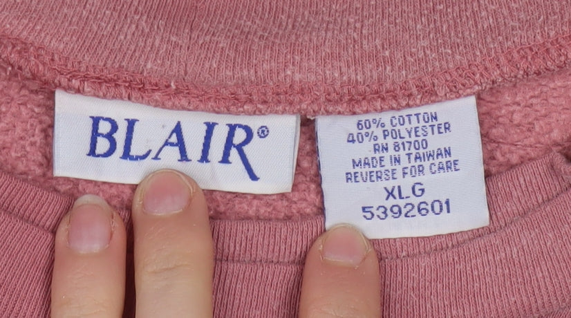 Blair Womens Pink Pullover Sweatshirt XL Cotton Blend Long Sleeve