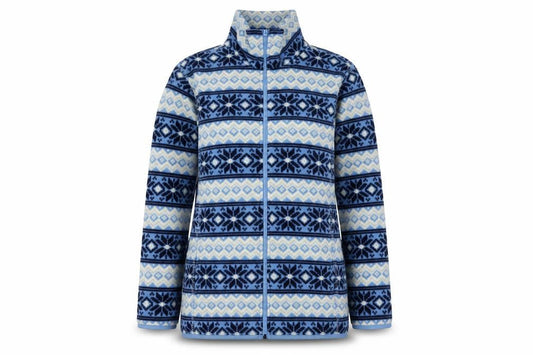 i.b.diffusion Women's Blue Fair Isle Fleece Full Zip Jacket Size S