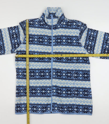 i.b.diffusion Women's Blue Fair Isle Fleece Full Zip Jacket Size S