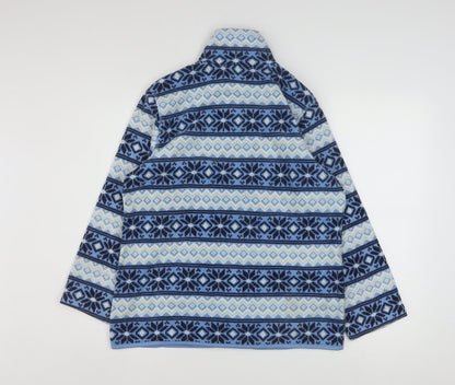 i.b.diffusion Women's Blue Fair Isle Fleece Full Zip Jacket Size S