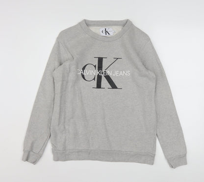 Calvin Klein Jeans Men’s Grey Logo Pullover Sweatshirt XS