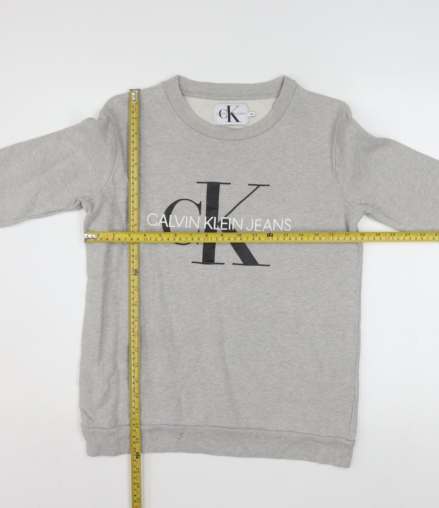 Calvin Klein Jeans Men’s Grey Logo Pullover Sweatshirt XS