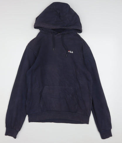 Fila Men's Blue Pullover Hoodie XS Regular Fit Logo Fleece