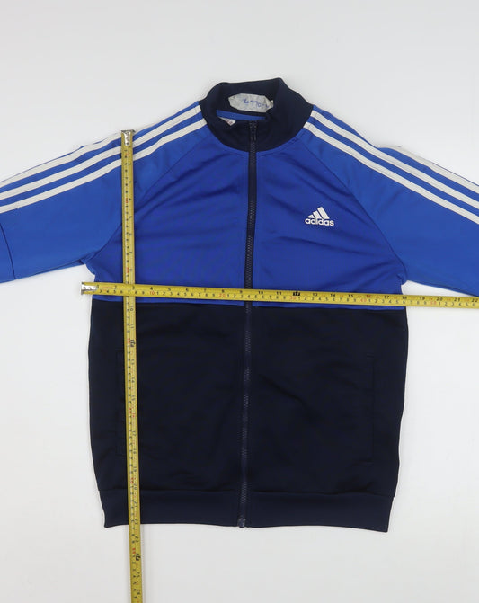 adidas Boys Blue 13-14 Years Track Jacket Full Zip Sports Activewear