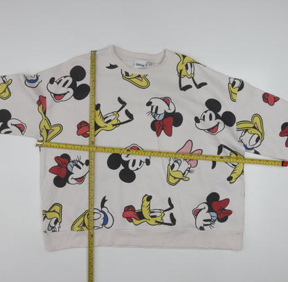 Disney Womens Beige XL Pullover Sweatshirt Mickey & Friends Graphic Cotton Blend