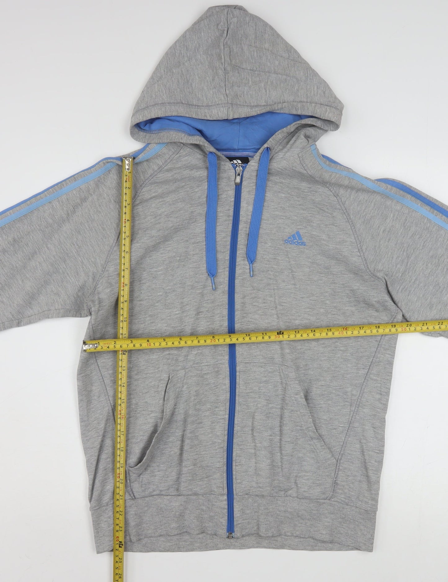Adidas Men's Grey Full Zip Hoodie M Sports Essentials