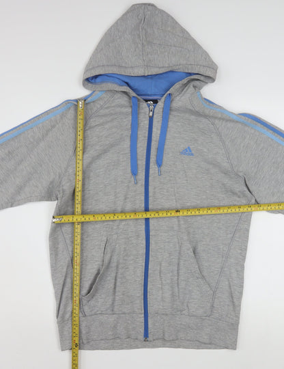 Adidas Men's Grey Full Zip Hoodie M Sports Essentials